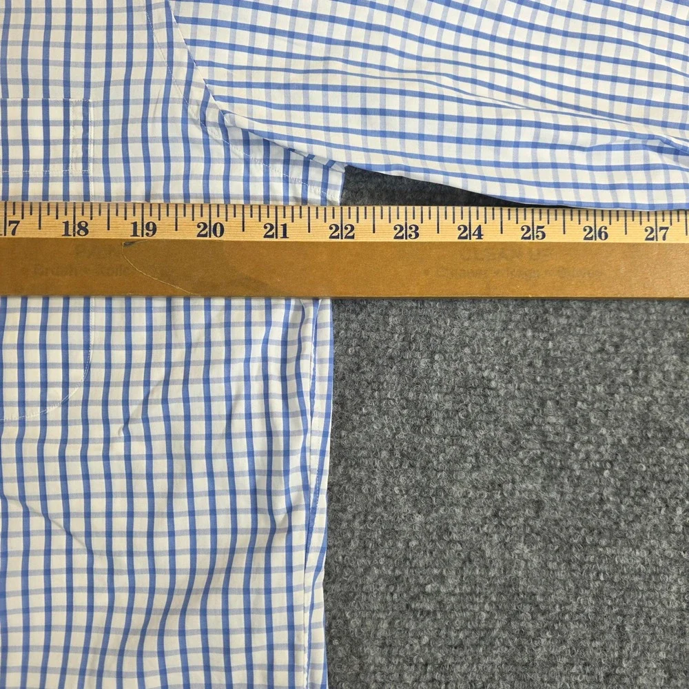 Ascot‎ Chang Dress Shirt Mens XL Blue Thomas Mason Gingham Check Button Up 2013 - Picture 9 of 12
